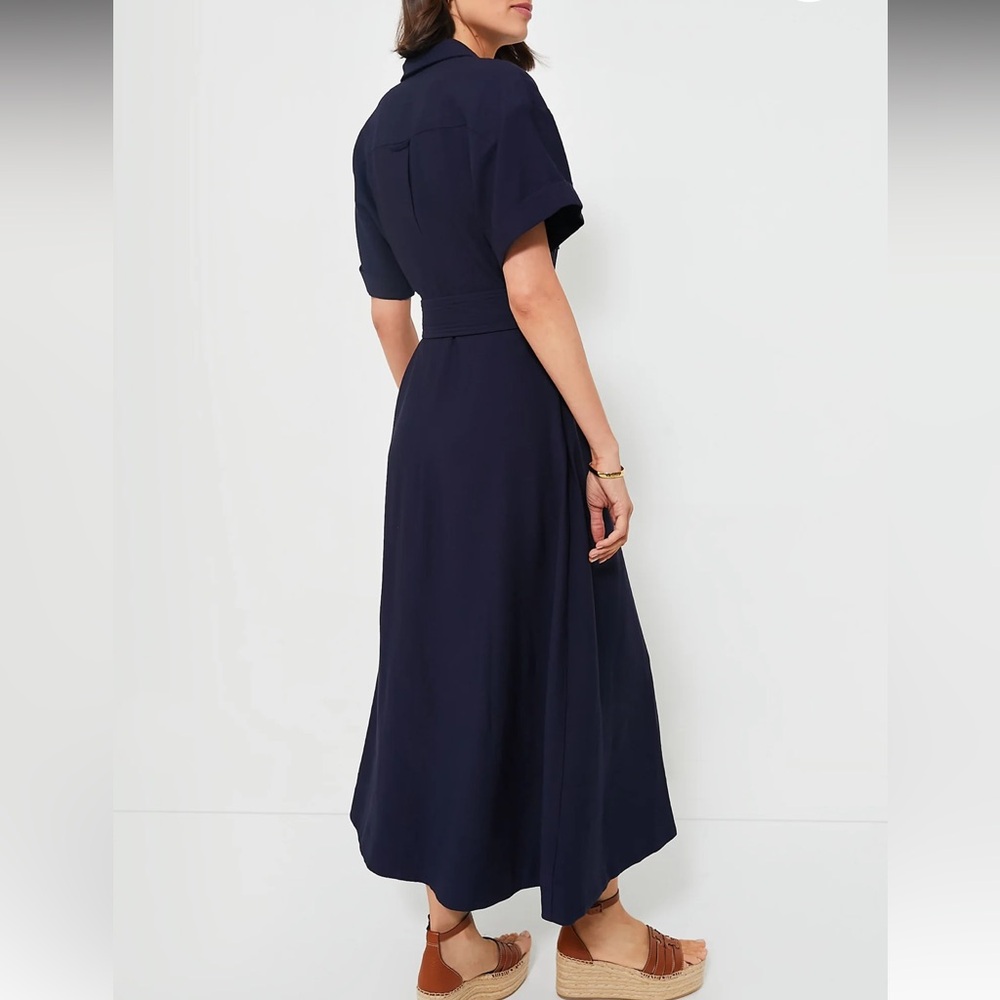 Tuckernuck Navy Short-Sleeve Button-Front Maxi Shirt Dress - Picture 4 of 9